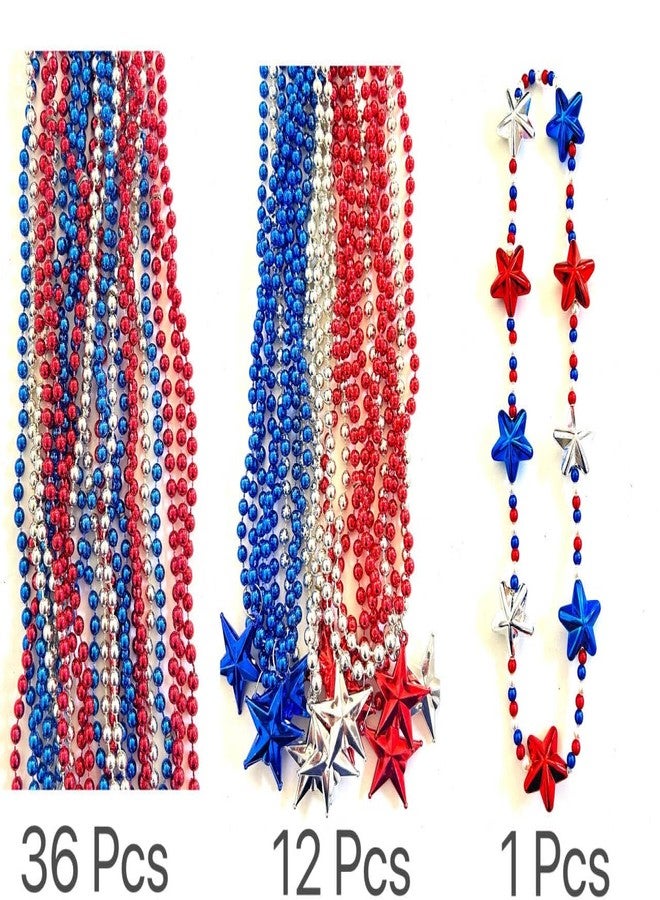 GZYSSL 82 Pcs 4th of July Beads Necklaces Red Blue White Independence Day Bead Necklaces Patriotic Memorial Day Parade Party Decorations - Image 4